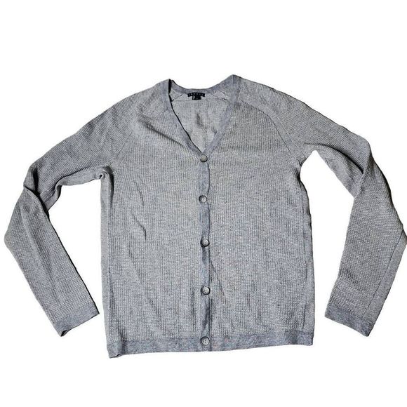 Theory Alec Introspect grey knit button front v neck cardigan - Picture 1 of 5